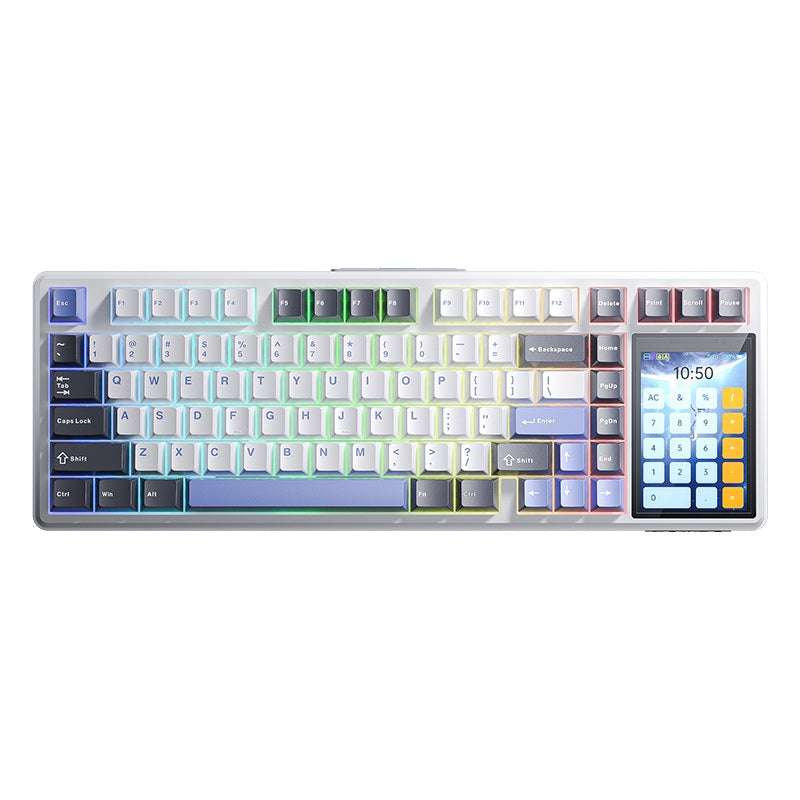 AULA L99 Tri-mode Mechanical Keyboard Black+RED Keycaps Caramel Latte switch with 3.98-inch IPS full-color display