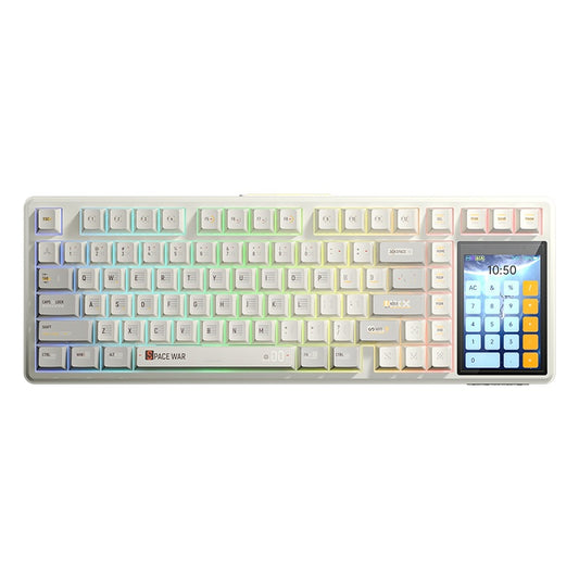 AULA L99 Tri-mode Mechanical Keyboard white Keycaps Caramel Latte switch with 3.98-inch IPS full-color display