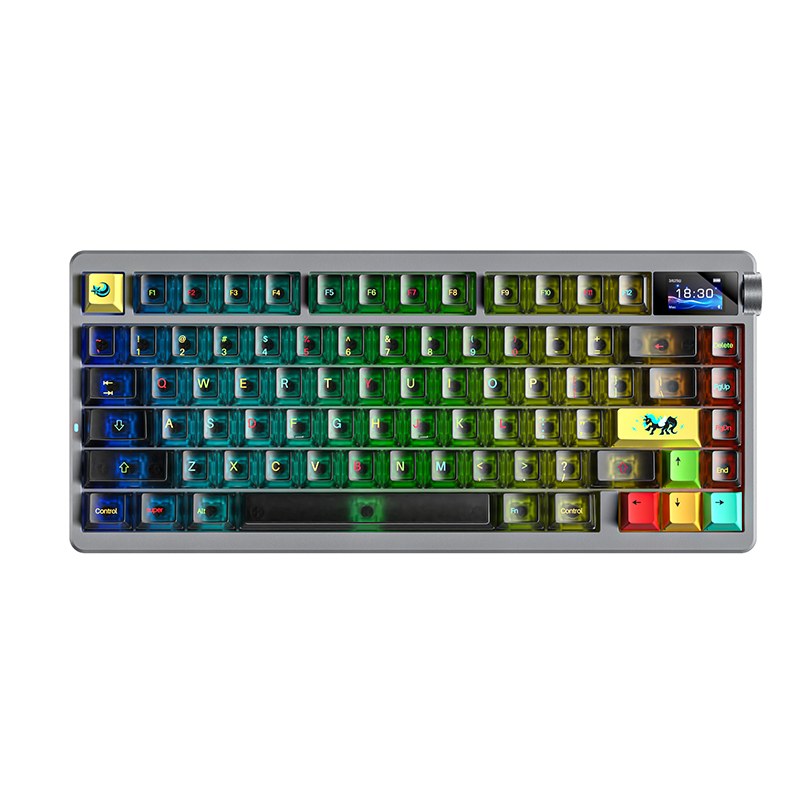 AULA NOVA75 Smart Custom Mechanical Keyboard Black transparent Keycaps Dream Sakura switch