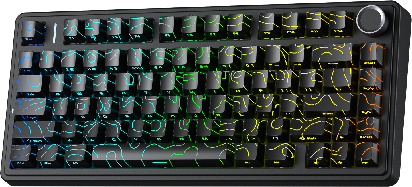 AULA F75 Wireless Tri-Mode Gasket Mechanical Keyboard Black contour keycaps