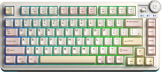 AULA AU75 Gasket 3 in 1 Mechanical Keyboard White+pink Keycaps Star vector switch