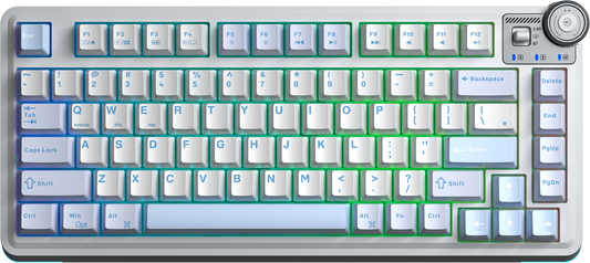 AULA AU75 Gasket 3 in 1 Mechanical Keyboard Glacier Blue Keycaps (Light Blue+White+Black Purple) Star vector switch