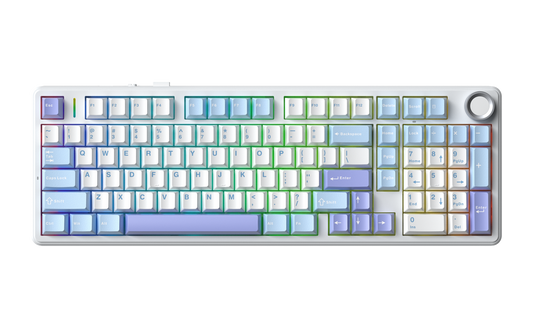 AULA F99 PRO Customizable Tri-Mode Gasket Mechanical keyboard Light Blue+White+Dark Purple keycaps
