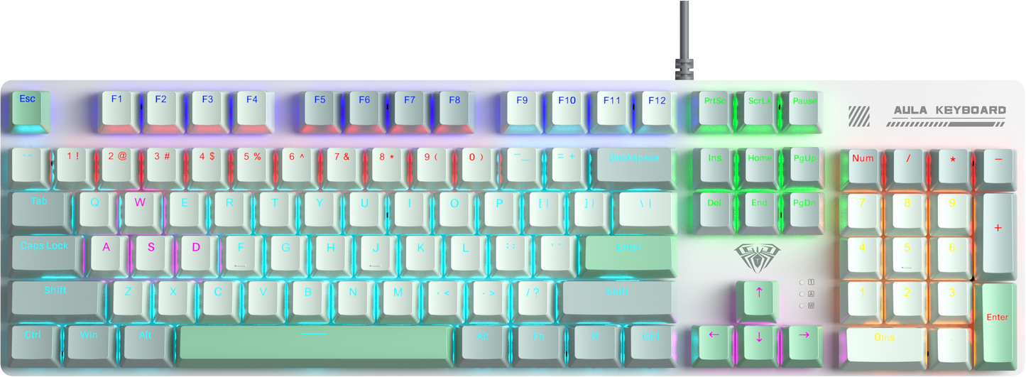 AULA S500 Wired Zoned RGB Mechanical Keyboard Black+Yellow+gray Keycaps Red switch
