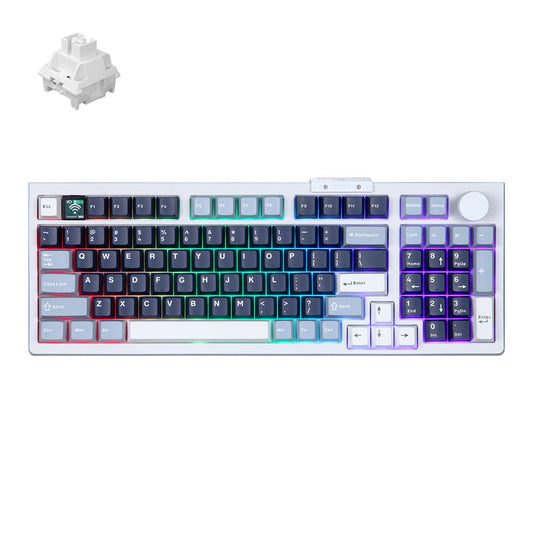 Darmoshark TOP98 Trio-mode Mechanical RGB gaming Keyboard With Top Mount structure & TFT display White White Switch