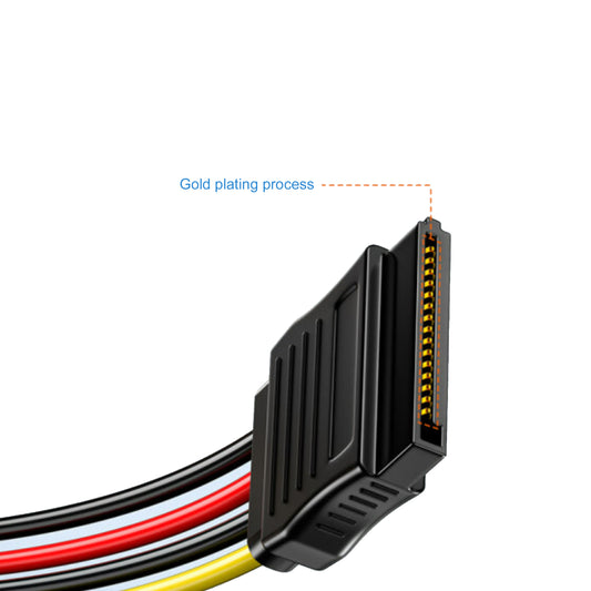 Cruxtec SATA Power Splitter Cable 15pin Male to 2 x 15pin Female 20cm