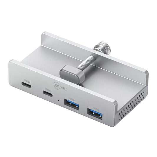 Cruxtec 4-Port Clamp-Mounted USB 3.1 GEN2 10GBPS Hub with Type-C Power Port