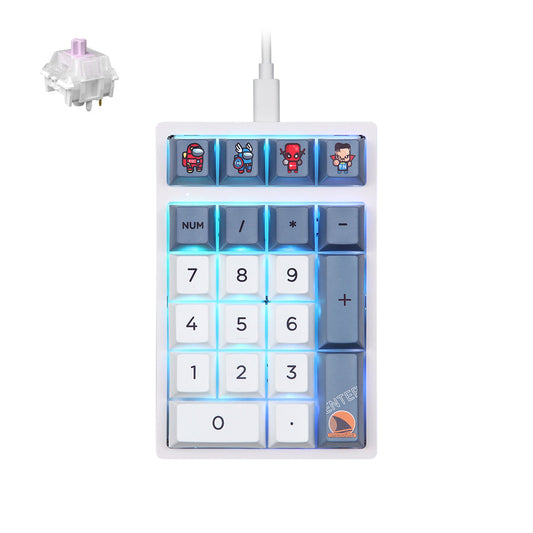 Darmoshark K3 QMK Wired Mechanical numeric QMK RGB Gaming Keypad White Huano Purple Switch