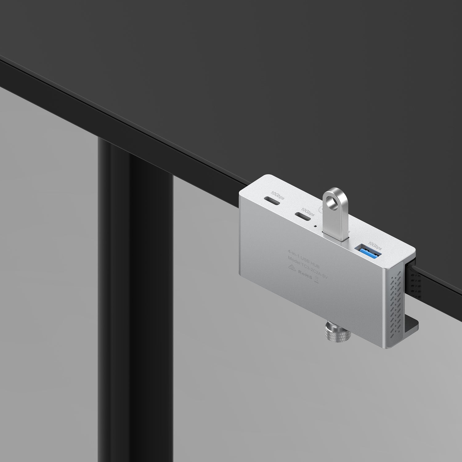 Cruxtec 4-Port Clamp-Mounted USB 3.1 GEN2 10GBPS Hub with Type-C Power Port - product image 4