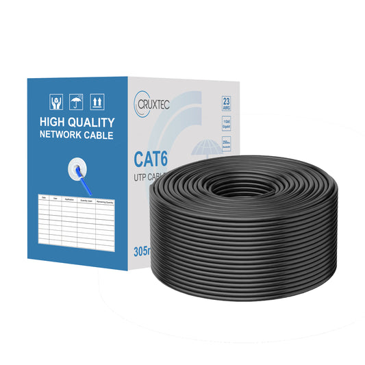 Cruxtec CAT6 UTP Ethernet Cable Reel Box with Solid Conductor 305m