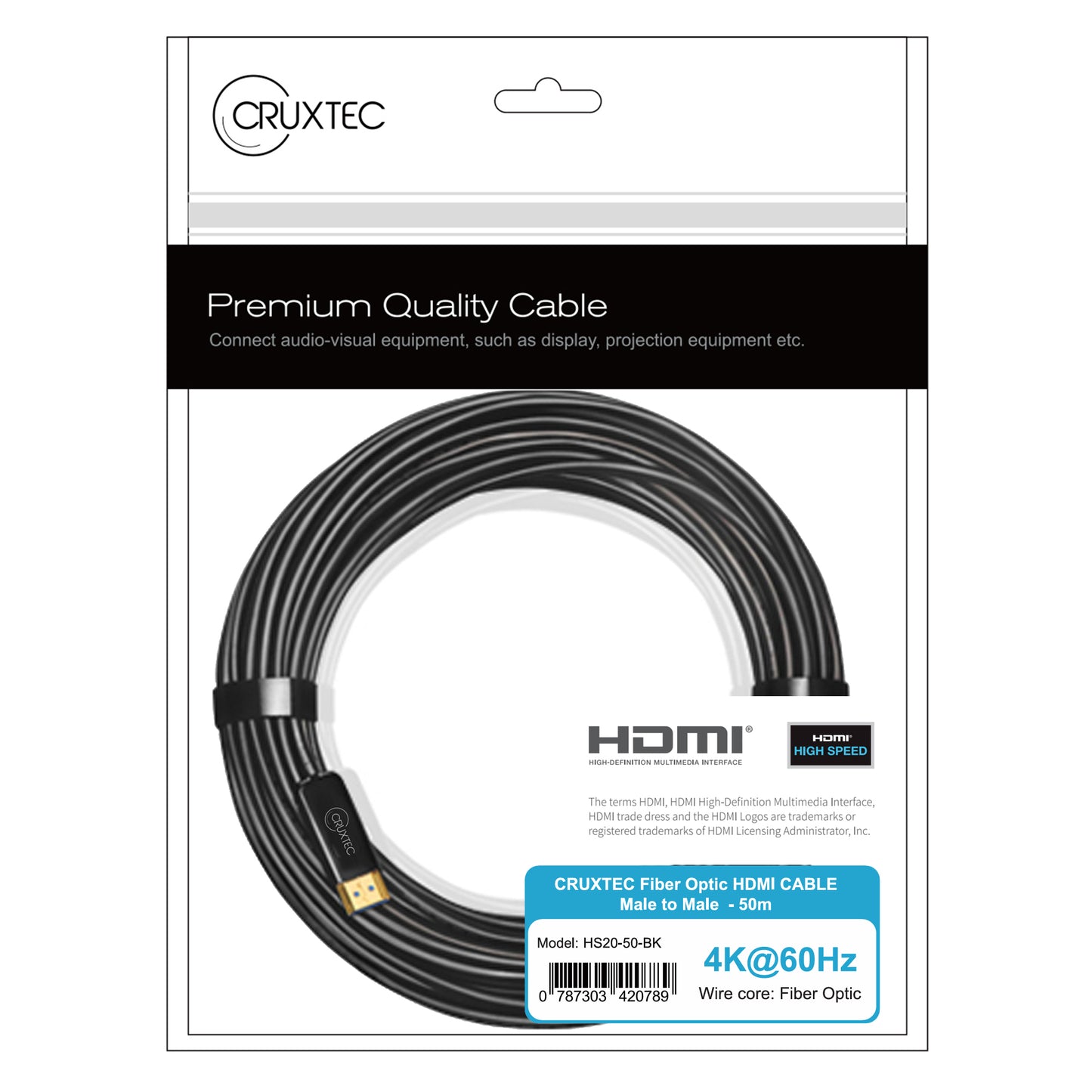 Cruxtec HDMI 4K Ultra-HD Active Optical fiber Cable (4K/60Hz)