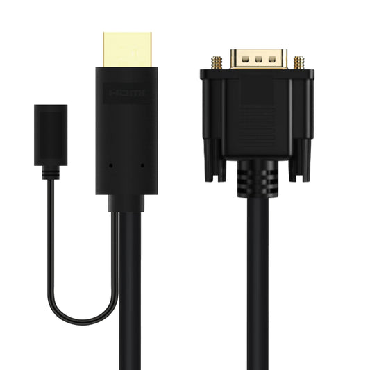 Cruxtec HDMI Male to VGA Male Active Cable with Micro USB Female Optional Power 2m Black -1080p60Hz
