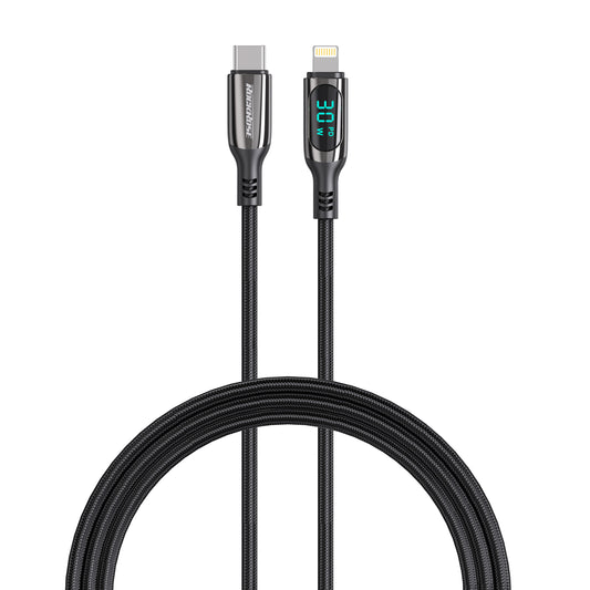 Rockrose Hercules CL Transparent 30W Fast Charging Cable with Digital Power Display