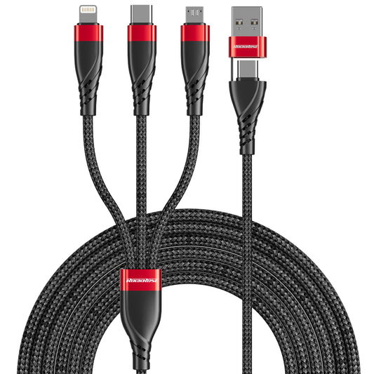 Rockrose Hercules Movefree 3A Max 5-In-1 Fast Charging Cable USB-A & USB-C Dual Connectors