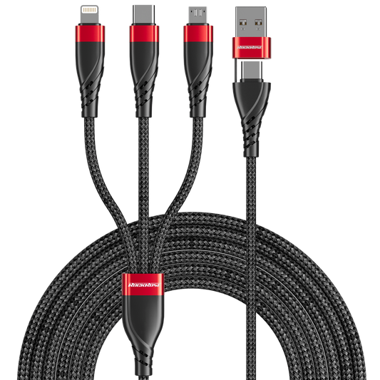 Rockrose Hercules Movefree 3A Max 5-In-1 Fast Charging Cable USB-A & USB-C Dual Connectors