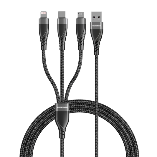 Rockrose Hercules Trident 100CM 3A Max 3-In-1 Fast Charging Cable