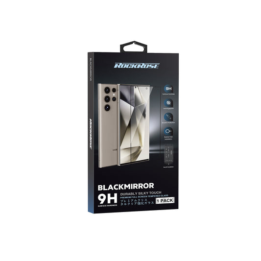 Rockrose Blackmirror S24 Premium Tempered Glass Screen Protector With Dust Free Application Kit