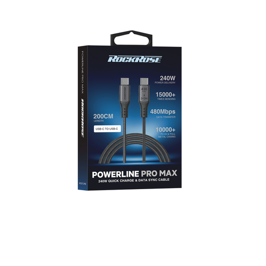 Rockrose Powerline Pro Max PD240W USB-C to USB-C Fast Charging Cable 2m