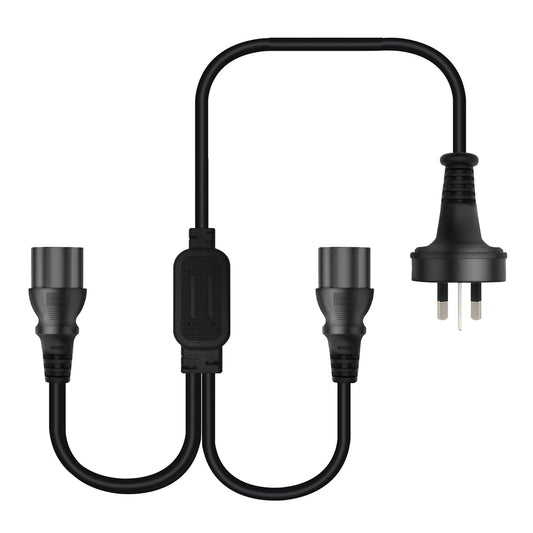 Cruxtec 3 Pin AU Male to 2 x Female IEC-C13 Y-Splitter Power Cable