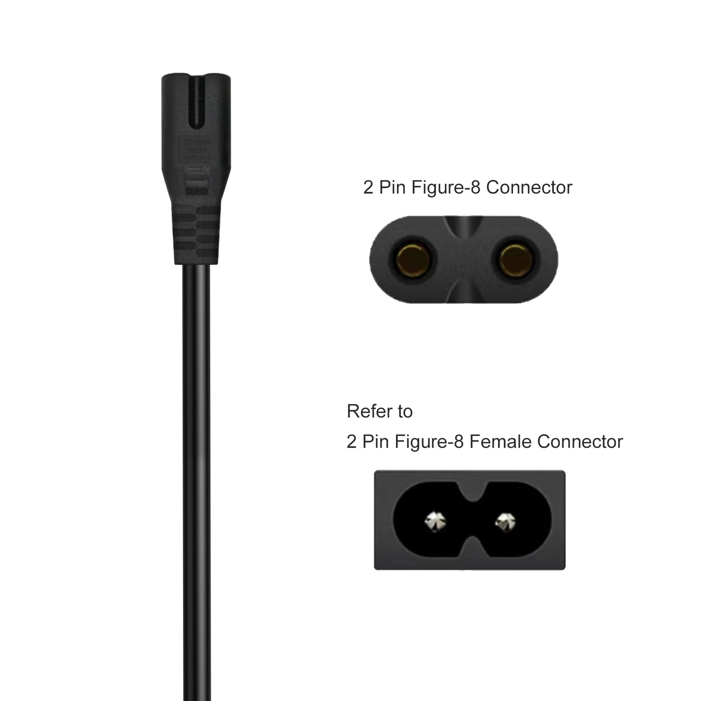 Cruxtec 2 Pin AU Male to 2 Pin Female IEC-C7 Power Cable 2m