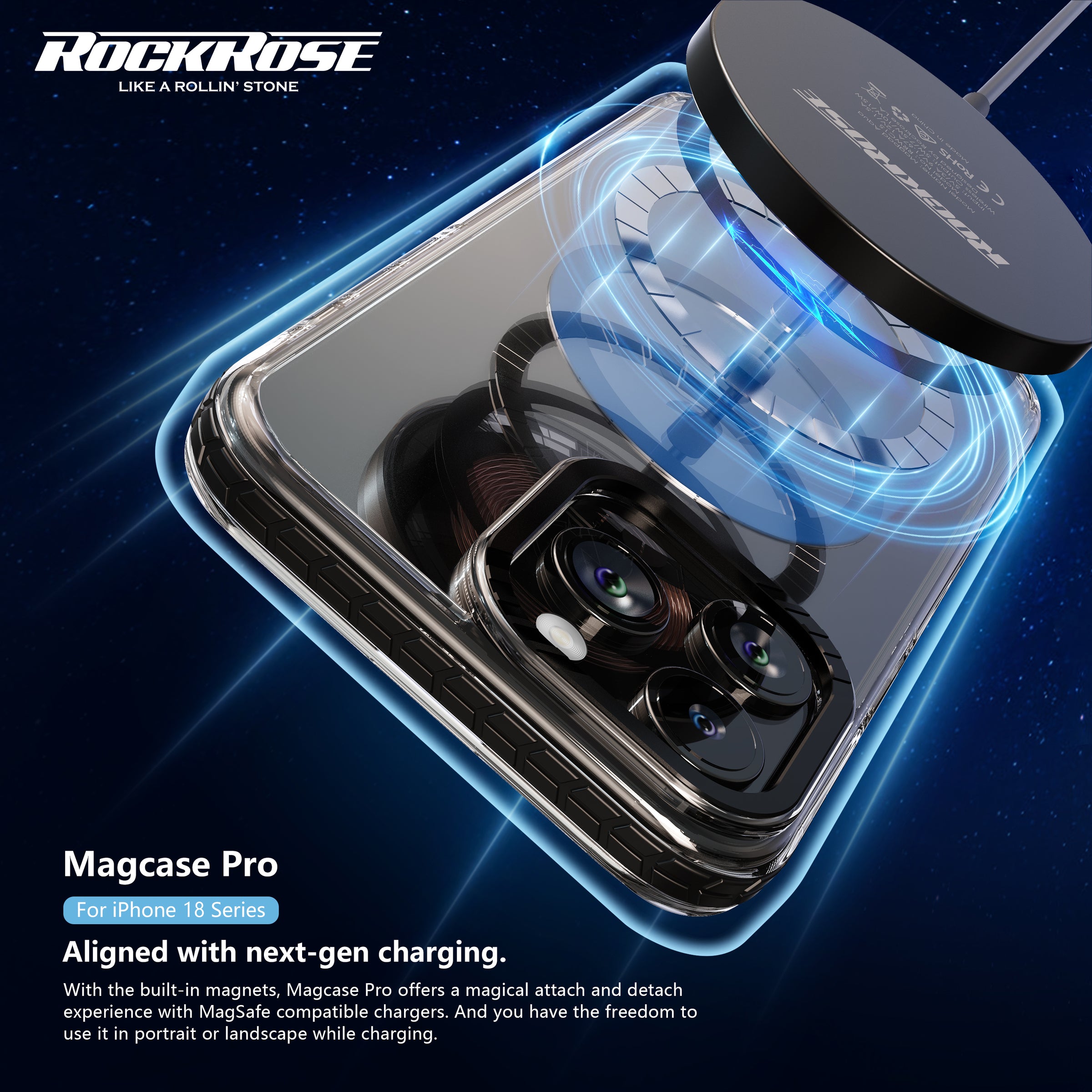 Rockrose Magcase Pro iPhone 18 Series Black MagSafe Ring detail 2