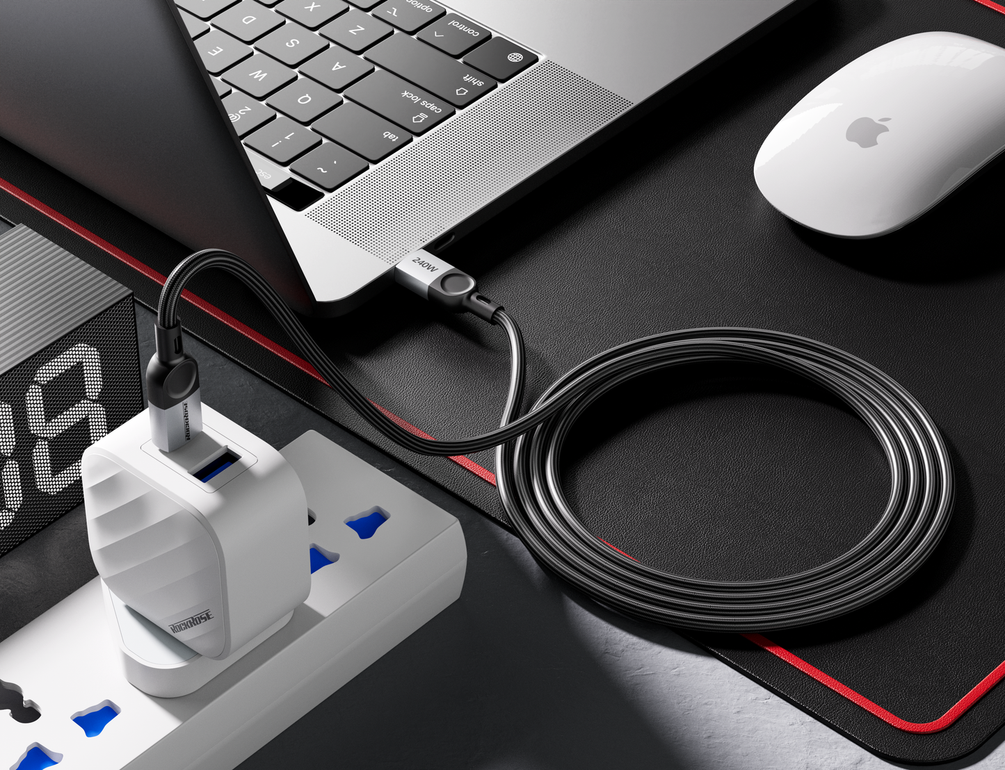 Rockrose Sliverline CC Pro Max 240W PD Quick Charge 1M USB-C to USB-C Fast Charging & Data Sync Cable