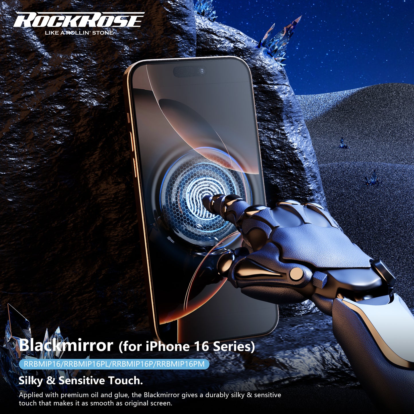 Rockrose Blackmirror iPhone 16 Series 2 Pack Premium Tempered Glass Screen Protector with Dust-free Easy DIY Installation kit