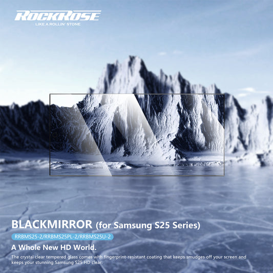 Rockrose Blackmirror Samsung S25 2 Pack Premium Tempered Glass Screen Protector with Dust-free Easy DIY Installation kit