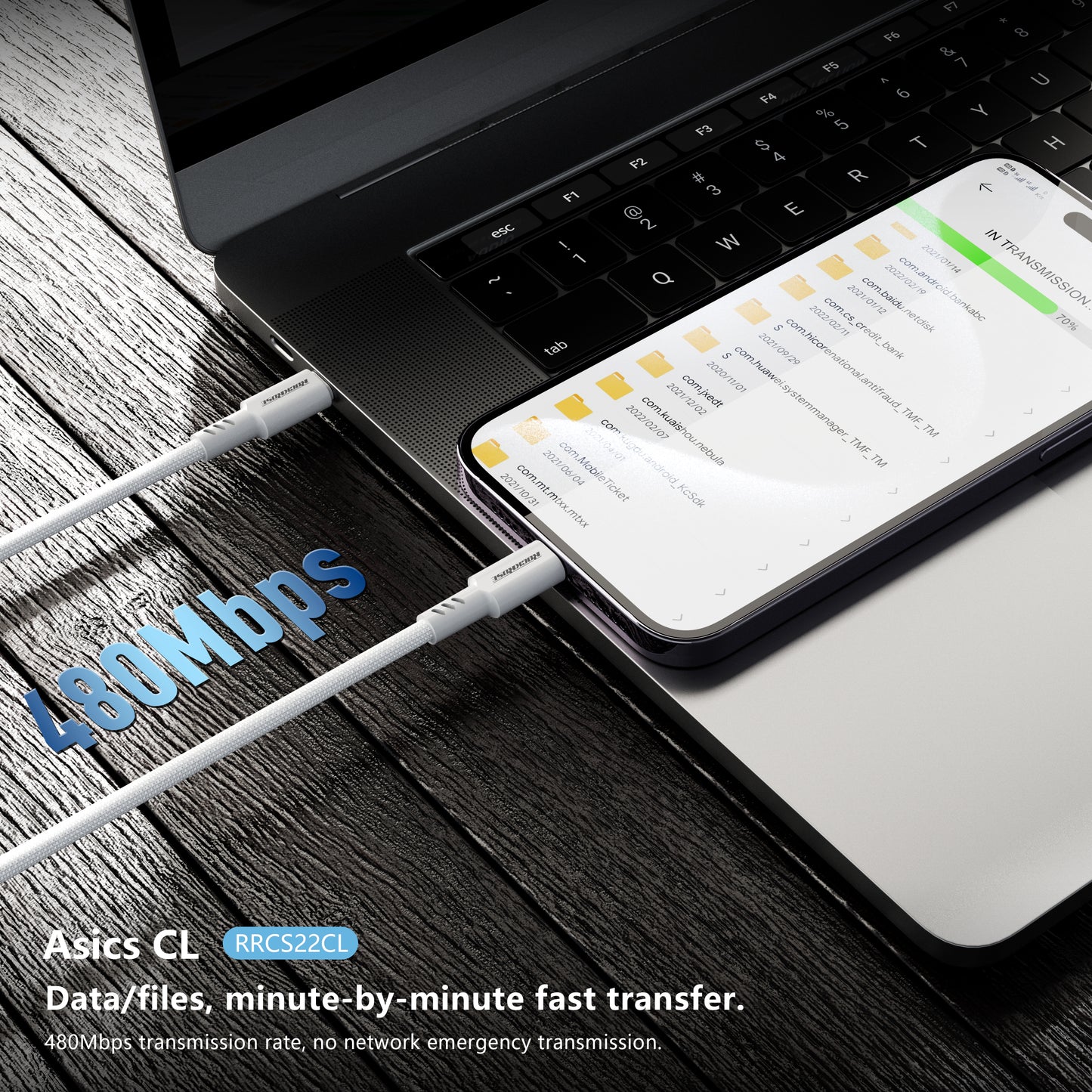 Rockrose Ascis CL 27W USB-C to Lightning Fast Charging & Data Sync Cable TPE Connector with Nylon Braided Cord