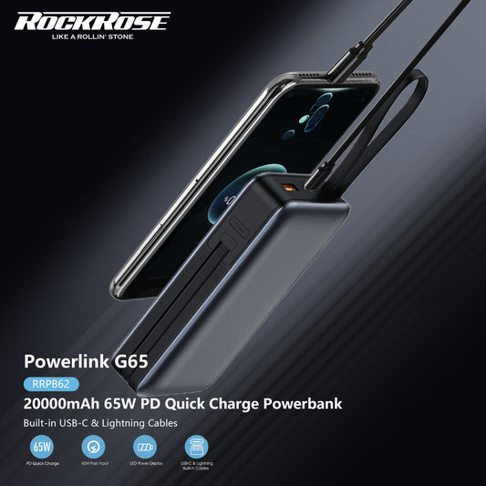 Rockrose Powerlink G65 20000mAh 65W PD Quick Charge Powerbank