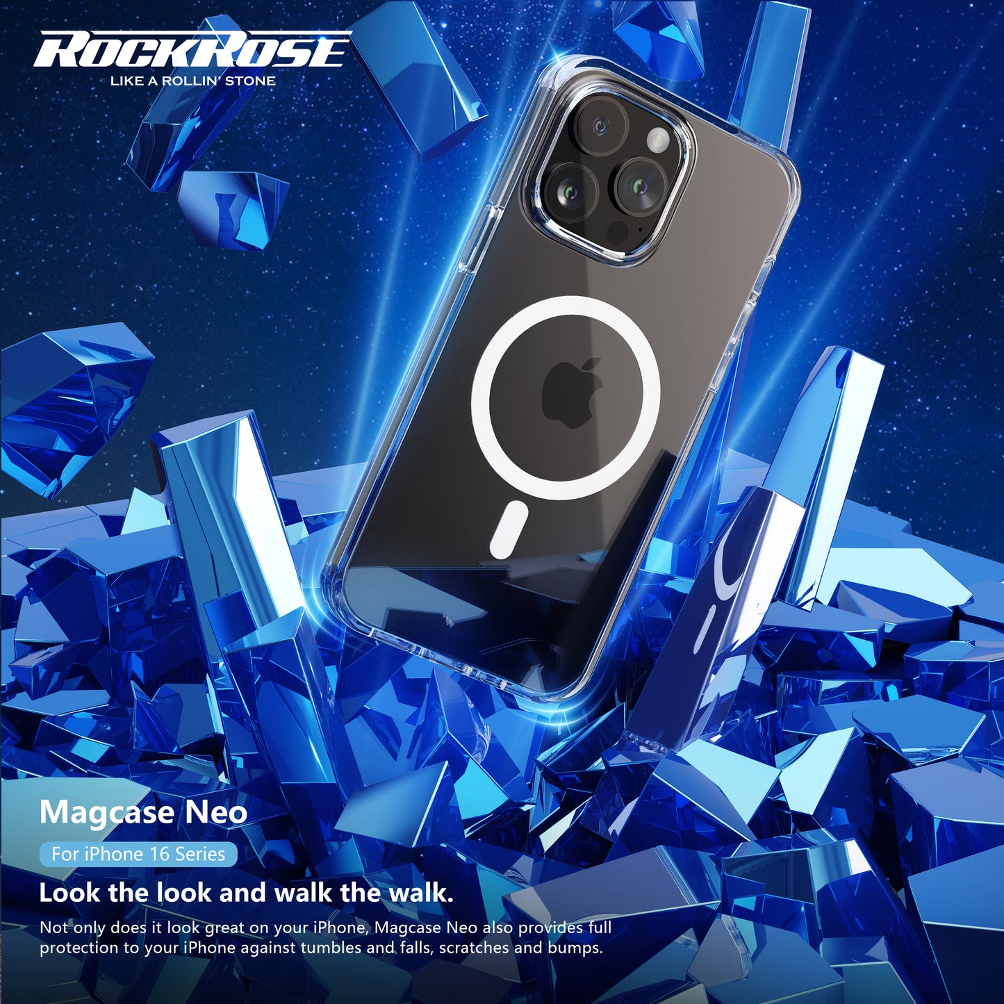 Rockrose Magcase Neo iPhone 16 Series HD Transparent MagSafe Compatible Phone Case