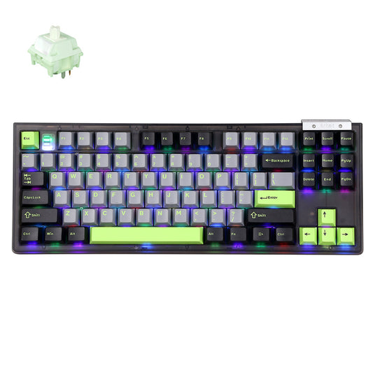Darmoshark TOP87 Trio-mode Mechanical RGB gaming Keyboard With Top Mount structure Black Matcha Switch