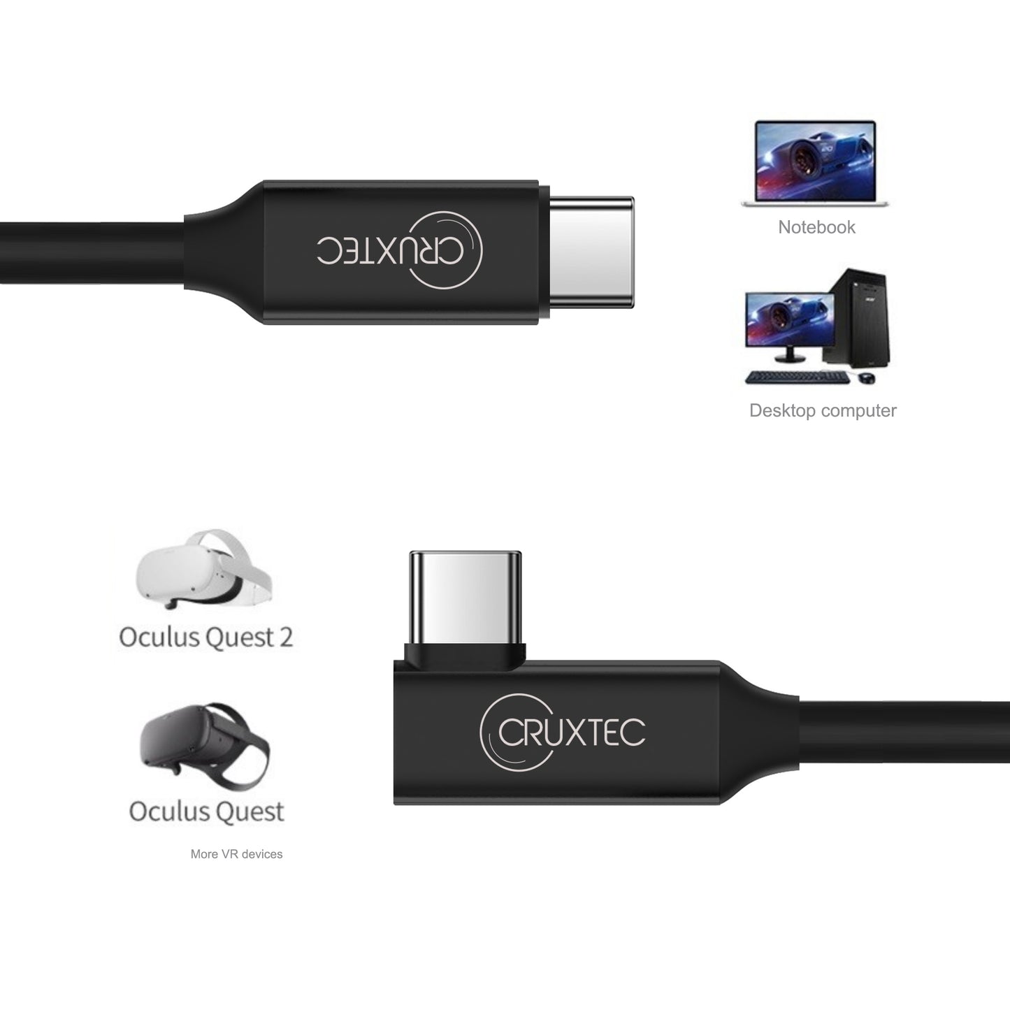Cruxtec USB-C to USB-C 90 degree angle VR Cable