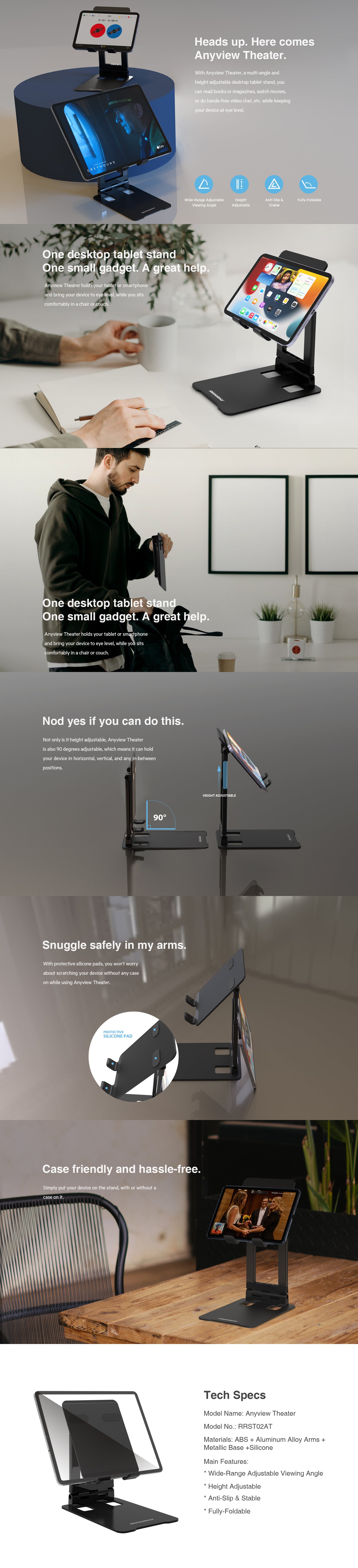 Rockrose Anyview Theater Foldable & Extendable Tablet Stand