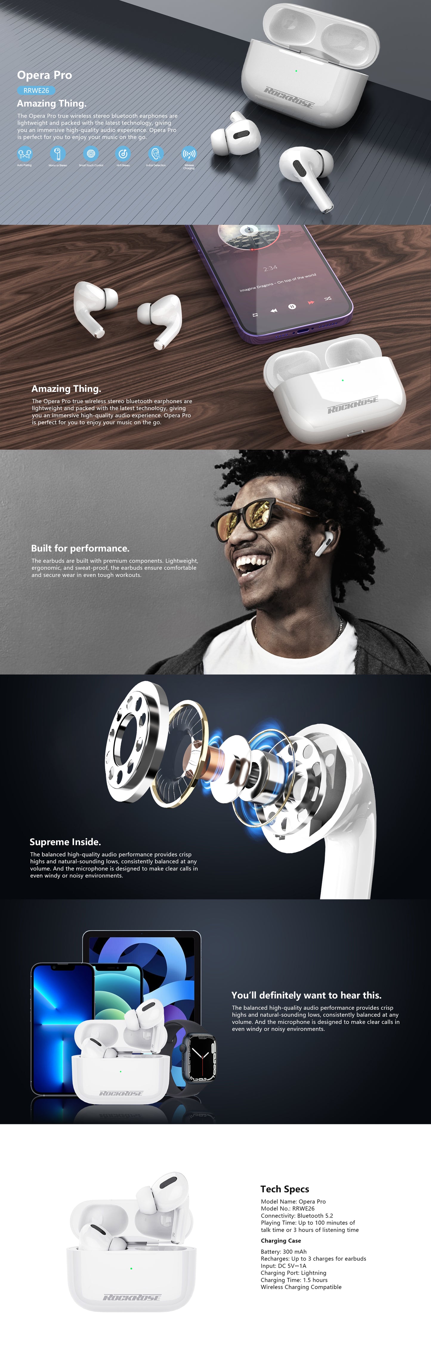 Rockrose Opera Pro True Wireless Earbuds