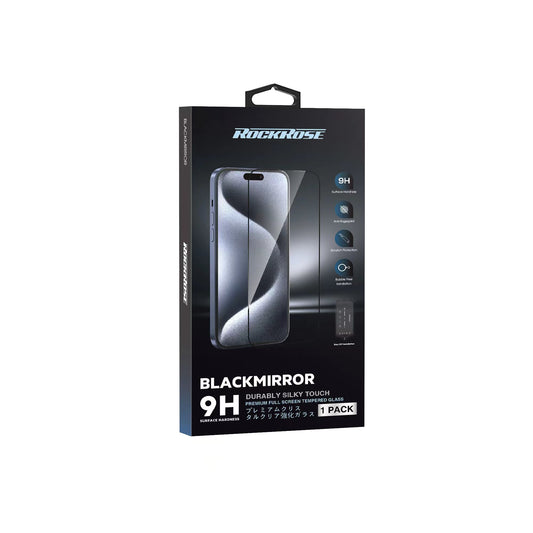 Rockrose Blackmirror iPhone 15 (6.1") Premium Tempered Glass Screen Protector With Dust Free Application Kit