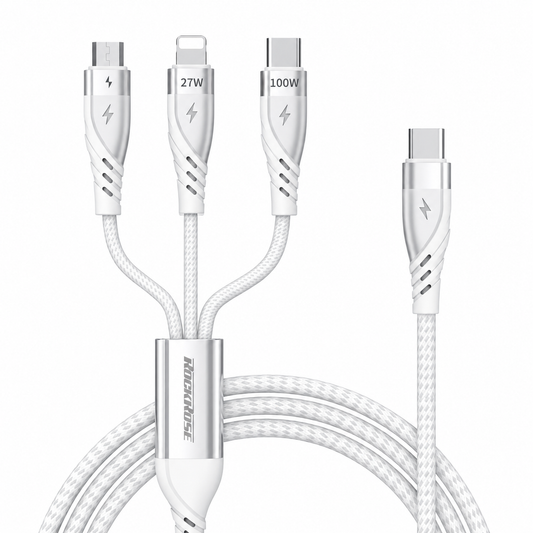 Rockrose Hercules Trident Ultra 120CM 5A Max 100W 3-In-1 Fast Charging Cable