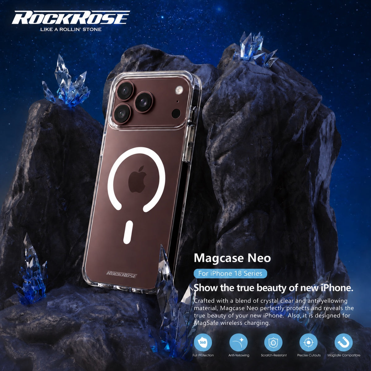 Rockrose Magcase Neo iPhone 18 Series White MagSafe Ring detail 1