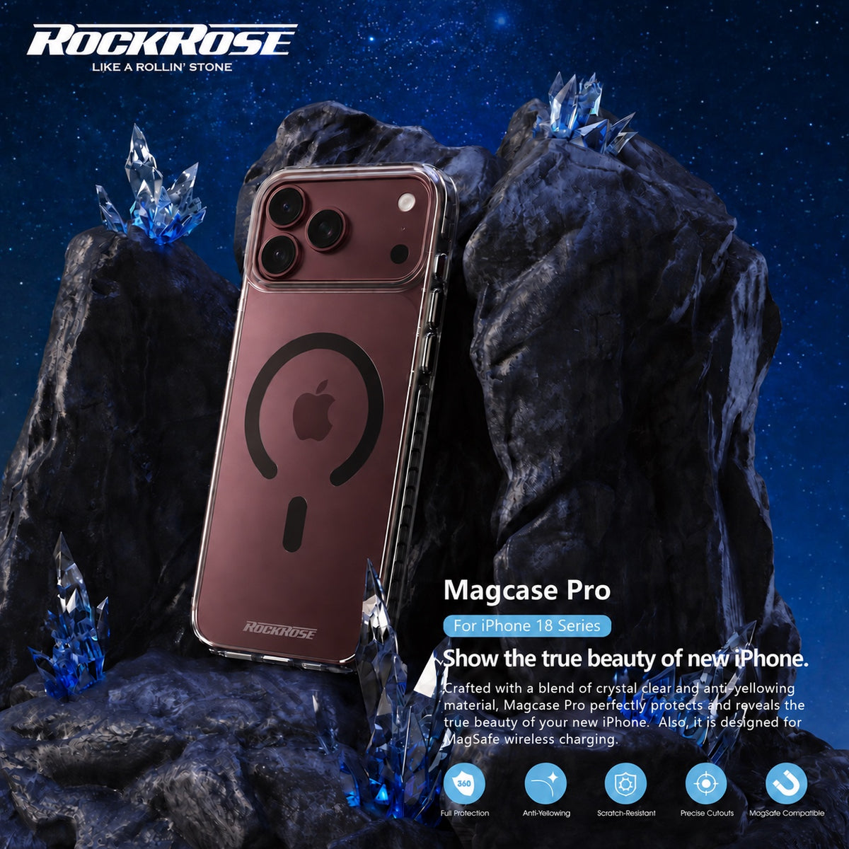Rockrose Magcase Pro iPhone 18 Series Black MagSafe Ring detail 1