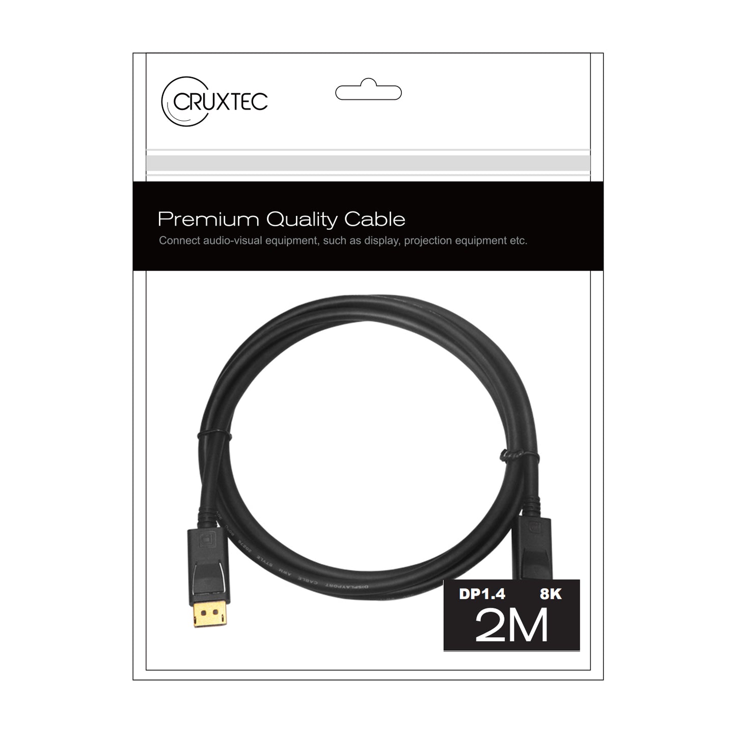 Cruxtec 2m DisplayPort Cable Ver 1.4 Full Ultra HD (8K@60Hz, 4K@144Hz)