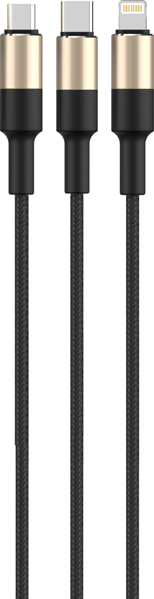 Rockrose Acacia Max 1m 3A Max 3-In-1 Nylon Braided Charge-Only Cable