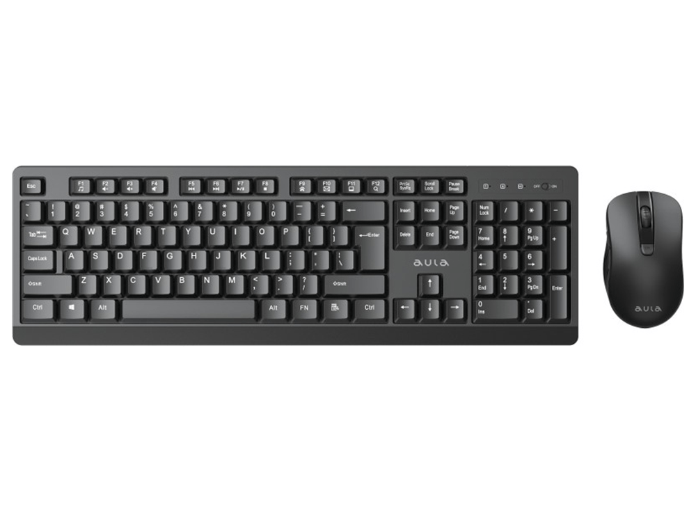 AULA AC150 Wireless Keyboard & Mouse Combo, full-size wireless keyboard, adjustable 800/1200/1600 DPI mouse, compact office design
