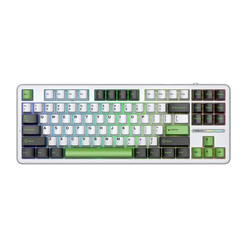 AULA F87 Wireless Tri-Mode Gasket Mechanical Keyboard Gradient grey side-engraved keycaps