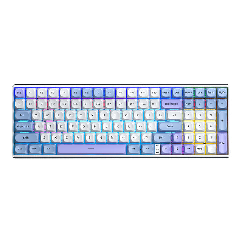 AULA S100Pro Tri-mode Mechanical Keyboard Black+Purple+white Keycaps Brown switch