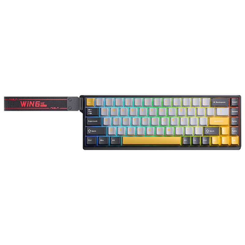 AULA WIN68HE Magnetic Switch Keyboard Gray+Yellow+Black Keycaps Wing Chun Magnetic Switch