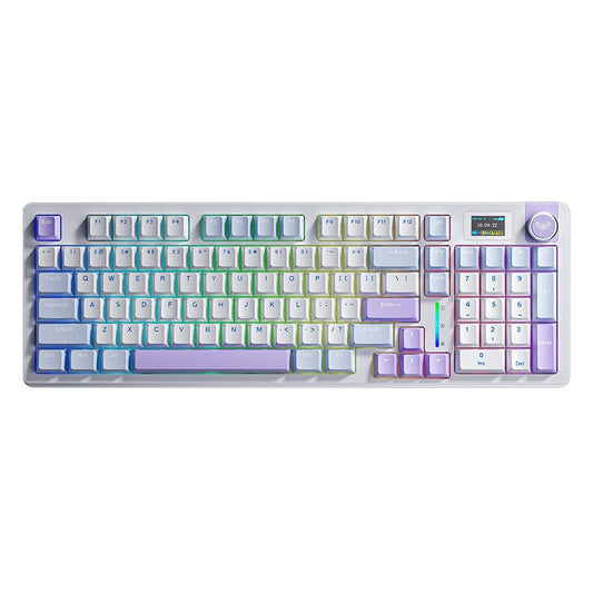 AULA S98PRO Wireless Tri-Mode Gasket RGB Mechanical Keyboard Glacier Blue (Light Blue+White+Black Purple) keycaps