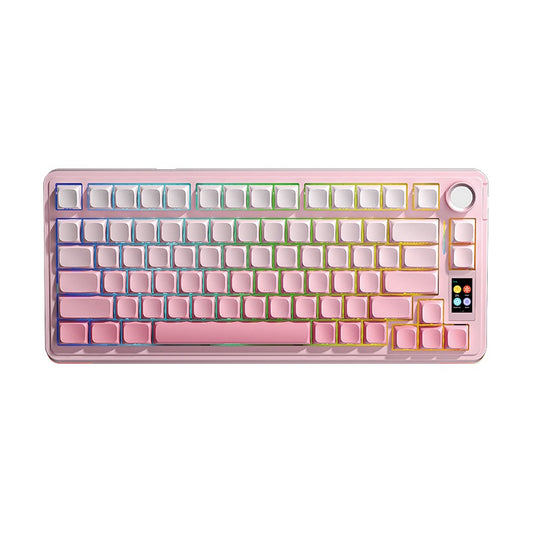 AULA S75 PRO Wireless Tri-Mode Gasket RGB Mechanical Keyboard Glacier Blue (Light Blue+White+Black Purple) keycaps