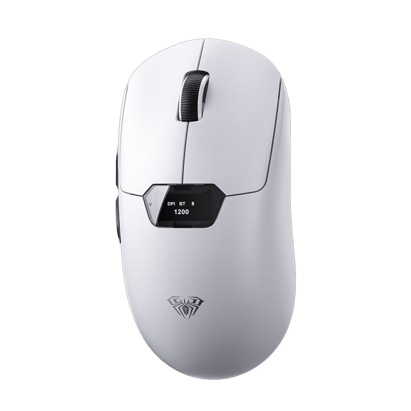AULA SC390 Tri-Mode Wireless Gaming Mouse, 20,000 DPI 1000Hz polling rate 64g ultra-light smart display screen White