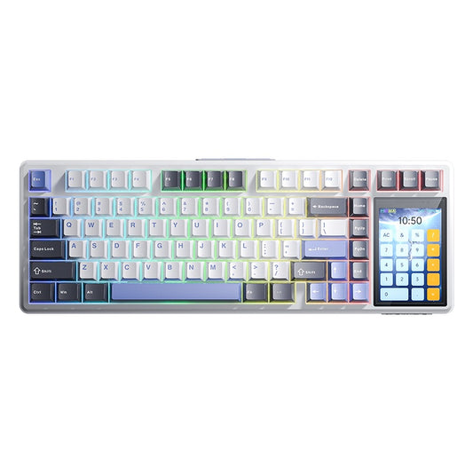 AULA L99 Tri-mode Mechanical Keyboard Black+RED Keycaps Caramel Latte switch with 3.98-inch IPS full-color display