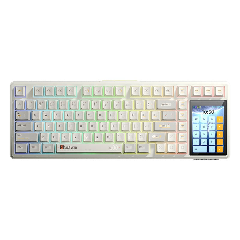 AULA L99 Tri-mode Mechanical Keyboard White+Purple Keycaps Caramel Latte switch with 3.98-inch IPS full-color display
